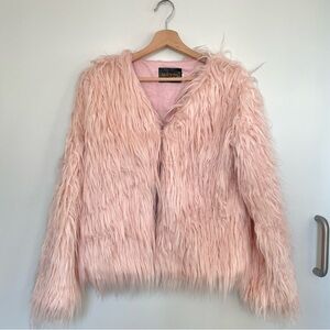 super chic pink faux fur jacket